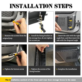 DXGTOZA Metal Front & Rear Door Storage Pockets - 4PCS Stainless Steel Door Side Insert Organizer Box for Jeep Wrangler JK JKU 2007-2018