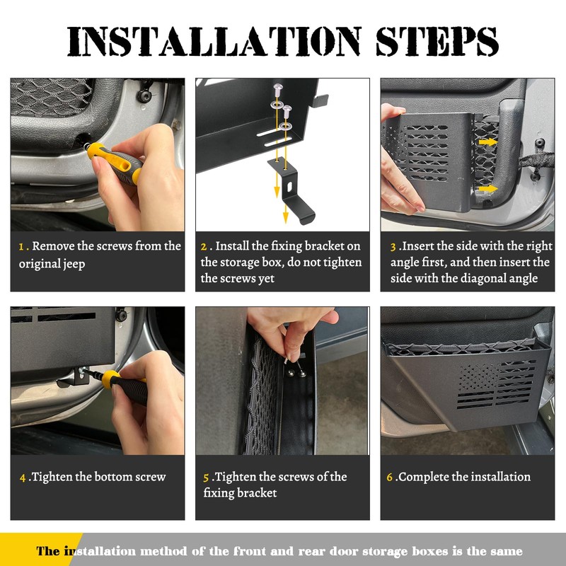 DXGTOZA Metal Front & Rear Door Storage Pockets - 4PCS