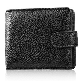 XXHUO RFID Wallet for Men, Leather Wallets Card Wallest Men Cash Wallet Men's Wallets RFID Blocking Black Leather Wallet with Card Slots, Coin Pocket and ID Window