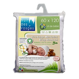 Nuit des Vosges 201911 Matratzenschoner, Molton, Bio-Baumwolle, Weiß, weiß, 60 x 120 cm