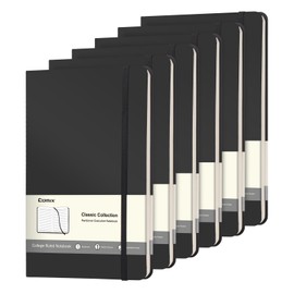 Comix 6 Pack Lined Journal Notebooks for Work, 240 Pages, 5.5"x8.3", Black, Hardcover, A5 Medium College Ruled, Journaling Notebooks for Notes-taking, Fits for Office School Home
