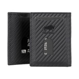 - Solo Pelle® Slim Wallet with Coin Compartment [12 Cards] Riga [RFID Protection] Card Wallet with Coin Compartment [Leather] Smart Wallet for Men and Women, Carbon embossing.