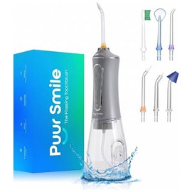 Professional Water Flosser - Advanced Dental Care for a Healthier Mouth, Gum, and Teeth - IPX7 Waterproof Oral Irrigator | 7 Replacement Tips, Travel-Friendly, Rechargeable - Oral Hygiene (Grey)
