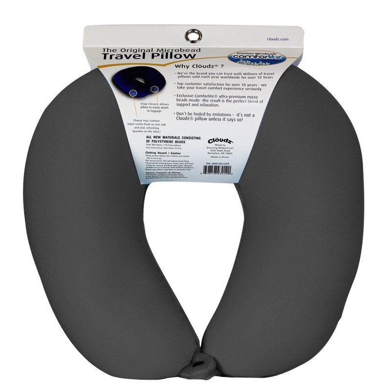 Cloudz Dual Comfort Microbead Airplane Travel Neck Pillow. Super Soft