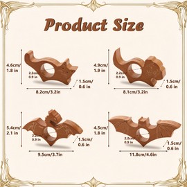 LIKEYO 4 PCS Thumb Book Holder - Wood Thumb Book Page Holder Set, One Handed Animal Themed Bookmark Opener for Reading, Bookworm Gifts for Readers Women Men (Cat Dog Dragon Bat)