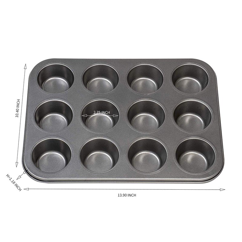 Nonstick Muffin and Cupcake Pan, 12 Cavity Carbon Steel Muffin
