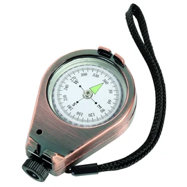 Herbertz Compass, Liquid Dampened Visor Bronze Coloured Metal Casing – White 360 Degree Cord Straps Compasses