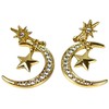 Cubic Zirconia Star & Moon Stud Drop Earrings, 18k Gold