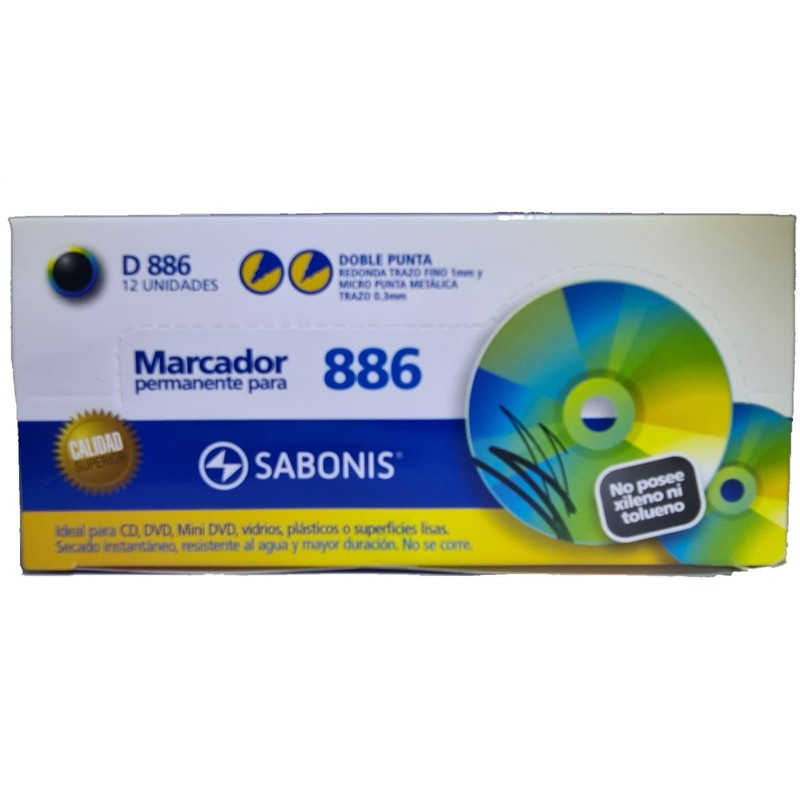 Marcador Para CD Sabonis D886 Permanente 2 Puntas Caja con
