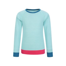 Mountain Warehouse Kids Merino Colour Block Set - Lightweight, Breathable & Moisture Wicking for Boys & Girls - Best for Autumn Winter, Travel, Camping & Outdoors Mint - Unicorn Kids Size 3-4 Years