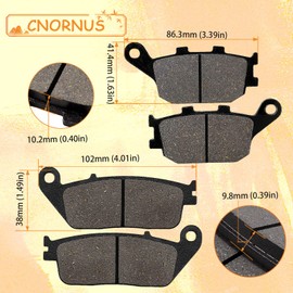 Cnornus Front and Rear Brake Pads for Honda CB 600 F Hornet 600 2000-2012 CBF600 2004-2006 CBR 600 F 1995-1998 CBF1000 Non ABS 2006-2015