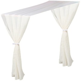 rismart Sheer Chiffon Table Runner 29x120 Inches Wedding Table Sheet Bridal Party Decor White