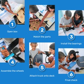 Elos Skateboard DIY Kit - Starter Model - The Mini Longboard Cruiser Skateboard in a DIY All-in-one kit. STEM Education. Built it Yourself. Fun for Kids and Adults. Maroon Red.