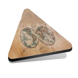 1x Triangle MDF Magnet 6cm - Vintage World Map Travel Adventure - Fridge Locker Office Whiteboard Toolbox #170369