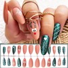Cute Deer Press on Nails Christmas Elk Fake Nails 24Pcs