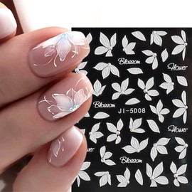 Flower Nail Art Sticker Decals 6 Sheets, 5D Embossed Nail Art Supplies Self-Adhesive Spring Summer Nail Art Decoration Colorful Flower Nail Stickers for Women Manicure Decoration