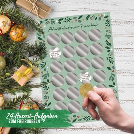 Papierdrachen Advent Calendar with Scratch Fields - Kleine Auszeit - 2 DIN A4 Sheets with 24 Squares Each with Tasks for a Beautiful Advent Season - Set 5