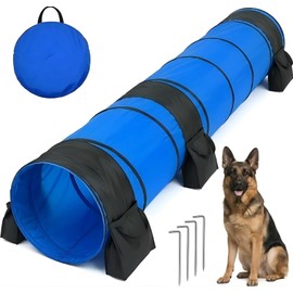 28in Dog Tunnel for Large Dogs, 10ft Heavy Duty Dog Agility Training Equipment with 3 Sandbags & 4 Stakes, Portable Pop Up Pet Play Tunnel, Professional Agility Kit