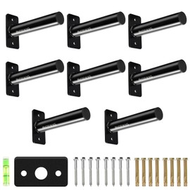 ANOSWXG Wall-Mounted Strength Training Plate Storage Rack – Heavy Duty 2” Weight Plate Holder with Foam Padding, Bumper Plate Storage for Home Gym, Garage, and Power Rack (Black-8pis)