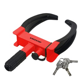 KAYCENTOP Wheel Clamp Lock Tire Lock Anti Theft Lock Fit Most Vehicles Max 10" Tire Width and 7" Reach for Trailers SUV Boats ATVs Motorcycles Golf Cart Great Deterrent Bright Red/Black