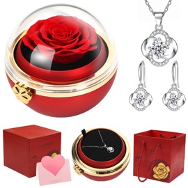 Elekin Real Rose Gift for Her Preserved Infinity Rose Gift for Women Girlfriend Her Sister Wife Mother for Birthday Wedding