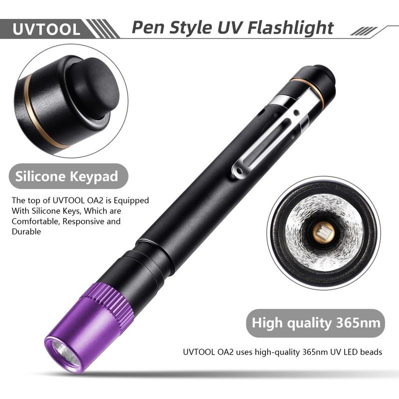 OA2 UV Flashlight 365nm (Pocket Size, black)