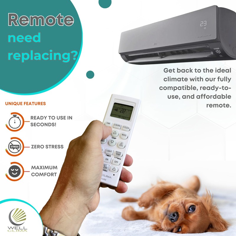 Wellclima Universal Remote Control for LG Air Conditioners, WEC-LG2, Compatible