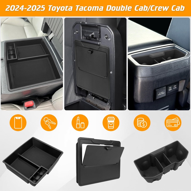TIEZFUL Center Console Organizer Combo Compatible with Toyota Tacoma 2024