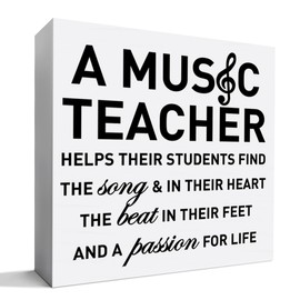 Music Teacher Appreciation Gift, Music Teacher for Women Men Thank You Gifts Music Piano Teacher Christmas Birthday Teacher's Day Gift, Wooden Box Sign Desk Decor