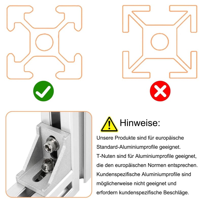 Bohaner 20 x Mounting Material Angle Aluminium Profile 20 x