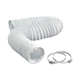 LOOTICH White PVC Flexible 4 Inch 8 Feet Ducting Vent Duct Hose for Tumble Dryers Air Conditioner Exhaust Pip with 2 Stainless Steel Clamps