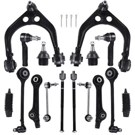 KUIPERAUTO Front Upper/Lower Control Arms Suspension kit Compatible with 2011-2017 Chrysler 300 Dodge Challenger Charger with Ball joint Sway Bars Tie Rod RWD Only 16PCS