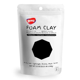 BOHS Black Foam Clay - Squishy,Soft, Air Dry -for School Project,Cosplay,Fake Bake, Slime Supplies-100 Grams