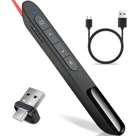 USB-C/A 2 En 1 Presentador Inalámbrico para Diapositivas,Control Remoto para Presentaciones,Plug & Play,Diapositivas,Bolígrafo para pasar página, Compatible con Windows, Mac,PowerPoint,Prezi y más