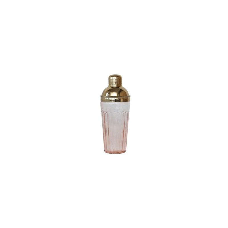 Creative Co-Op 20 oz. Glass Cocktail Shaker, Pink and Gold