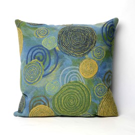 Liora Manne Visions III Graffiti Swirl Indoor/Outdoor Pillow, 20" X 20" Square, Blue