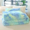 chovy Kids Girls Faux Fur Green Rainbow Comforter Sets Twin/Full