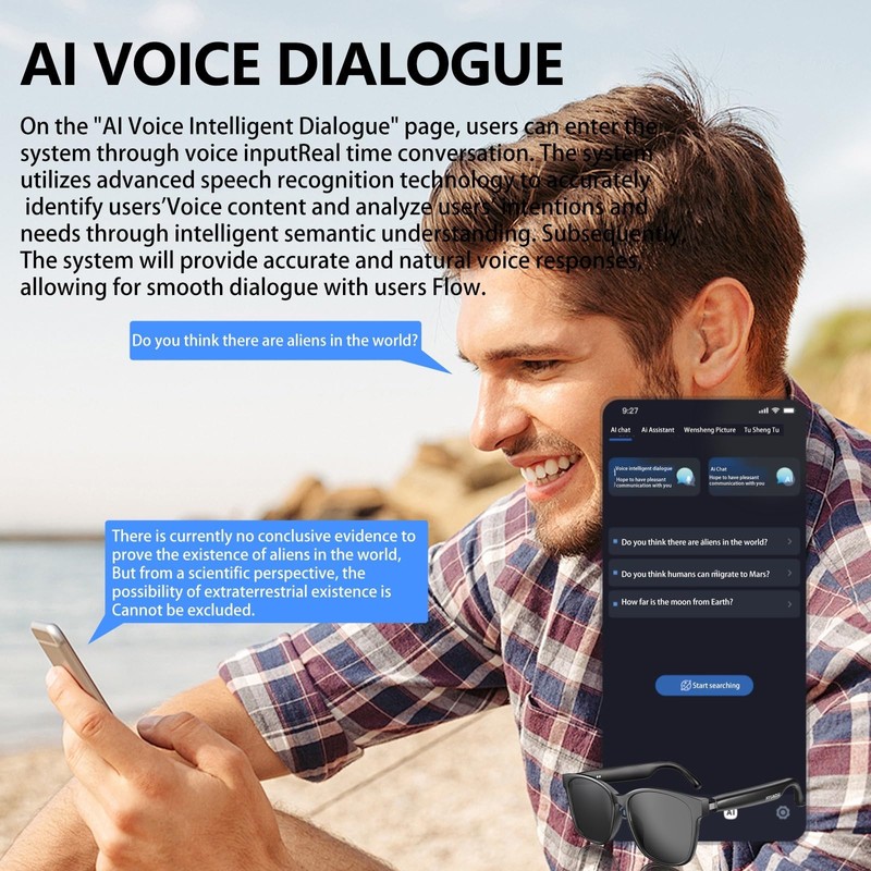 YQJYBD Hy-C8 Pro Multifunctional AI Bluetooth Smart Glasses, Wireless Headphones