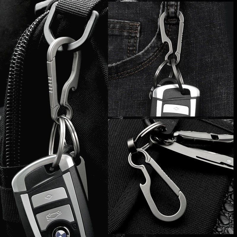 KCFEV Titanium Carabiner Keychain, Bottle Opener Keychain Clip, Key Organizers