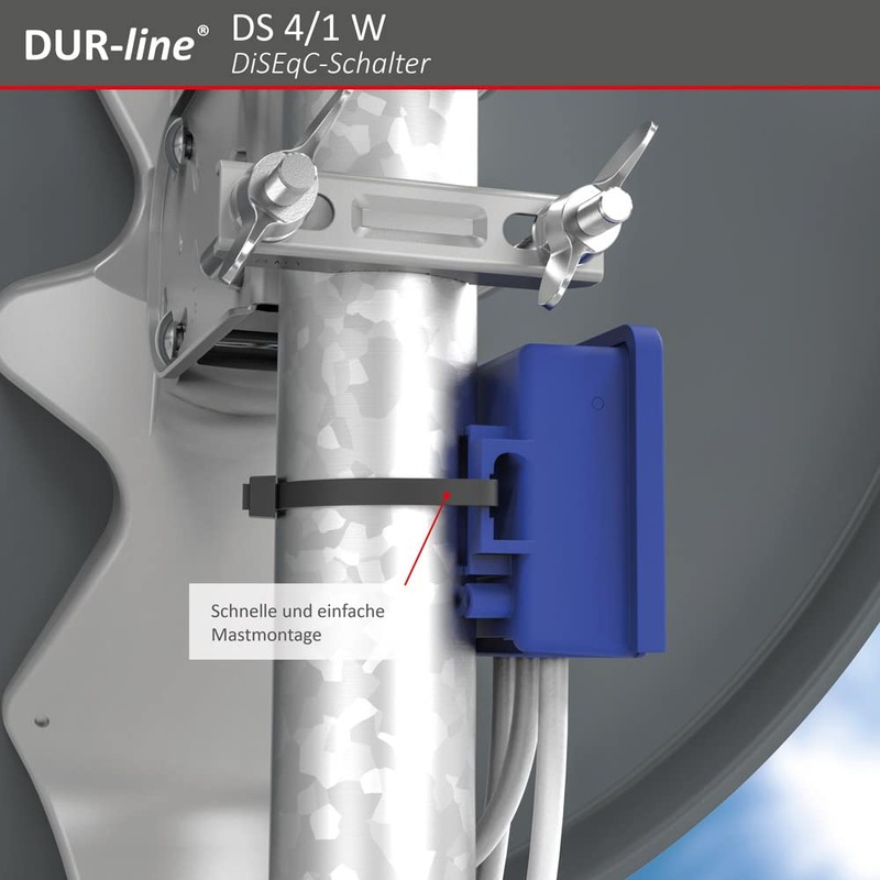 Dur-Line Multiswitch Type 4 in/1 out DiSEqC Switch 4/1 with