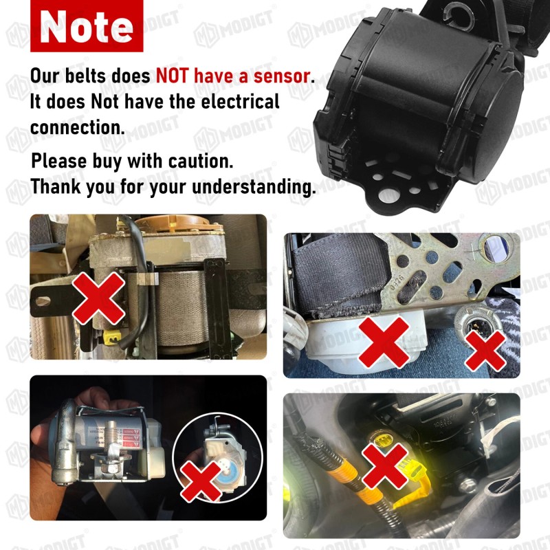 MGT 3.6M 3 Point Retractable Adjustable Car Seat Belt For