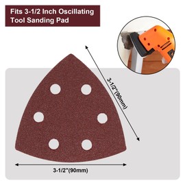 SWZHAI 120 Pcs Triangle Sanding Pads, 80 Grits Detail Sander Sandpaper Hook and Loop Sanding Sheet,3.54"(90mm) Triangular Sandpaper for 3.5" Oscillating Multi Tool