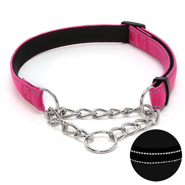 Martingale Dog Collar with Stainless Steel Chain, Adjustable Soft Padded