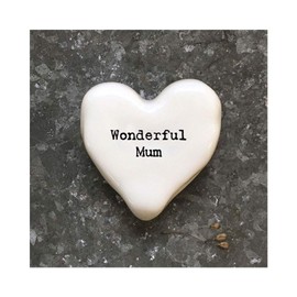 East of India White Heart Token - Wonderful Mum