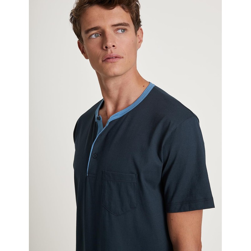 CALIDA Relax Essentials Men's 100% Organic Cotton Nightdress, Dark Sapphire