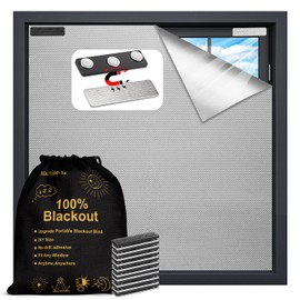 Blackout Blind,No Drill Installation with 12-Pair Strong Magnets,Temporary Light Blocking Shade for Bedroom/Nursery/Skylight/Travel,Portable Window Film-Gray