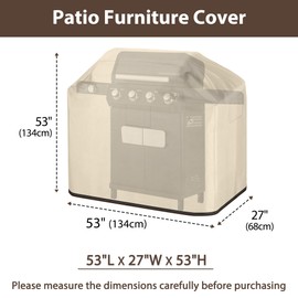 HDCAXKJ Grill Cover Waterproof BBQ Gas Cover for Outdoor Barbecue Anti-UV Sun Patio Grill Covers with Zipper Fade Resistant Outside Burner Barbecue Covering (52" L x 26" W x 52" H, Beige & Brown)