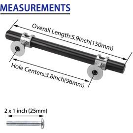 SYZOW 6 Pack Matt Black and Silver Cabinet Pulls, 96MM Hole Center Cabinet Pull Black Kitchen Cabinet Handles Matte Black Hardware for Cabinets and Drawers