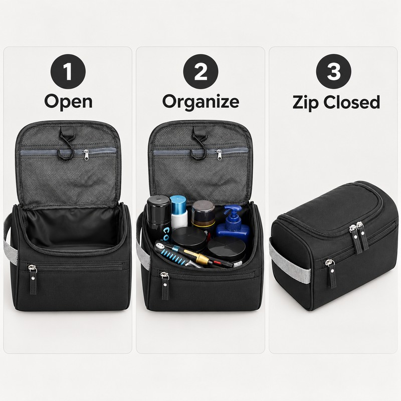 Waterproof Travel Makeup Bag for Toiletries and Cosmetics – Portable