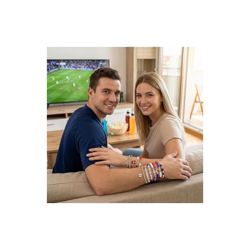 12pcs USA Soccer Charm Bracelet Set for Football Fans